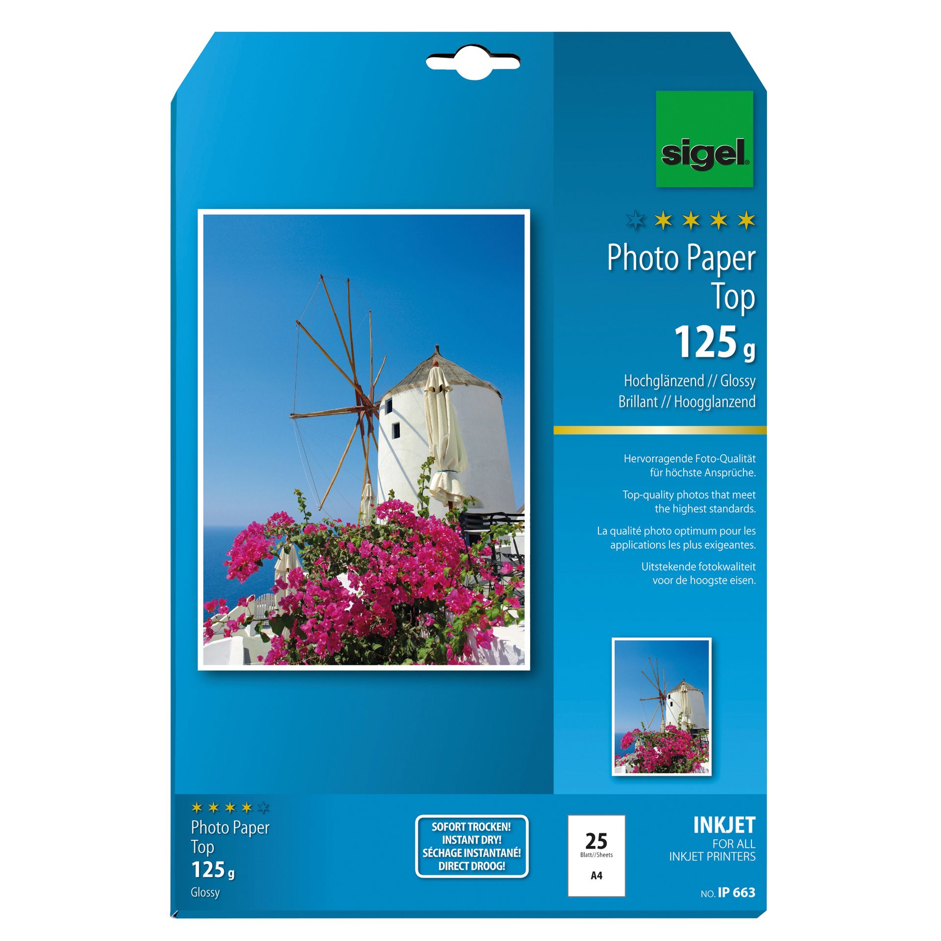 Fotopapier DIN A4 125g hochweiß 25 Bl./Pack.