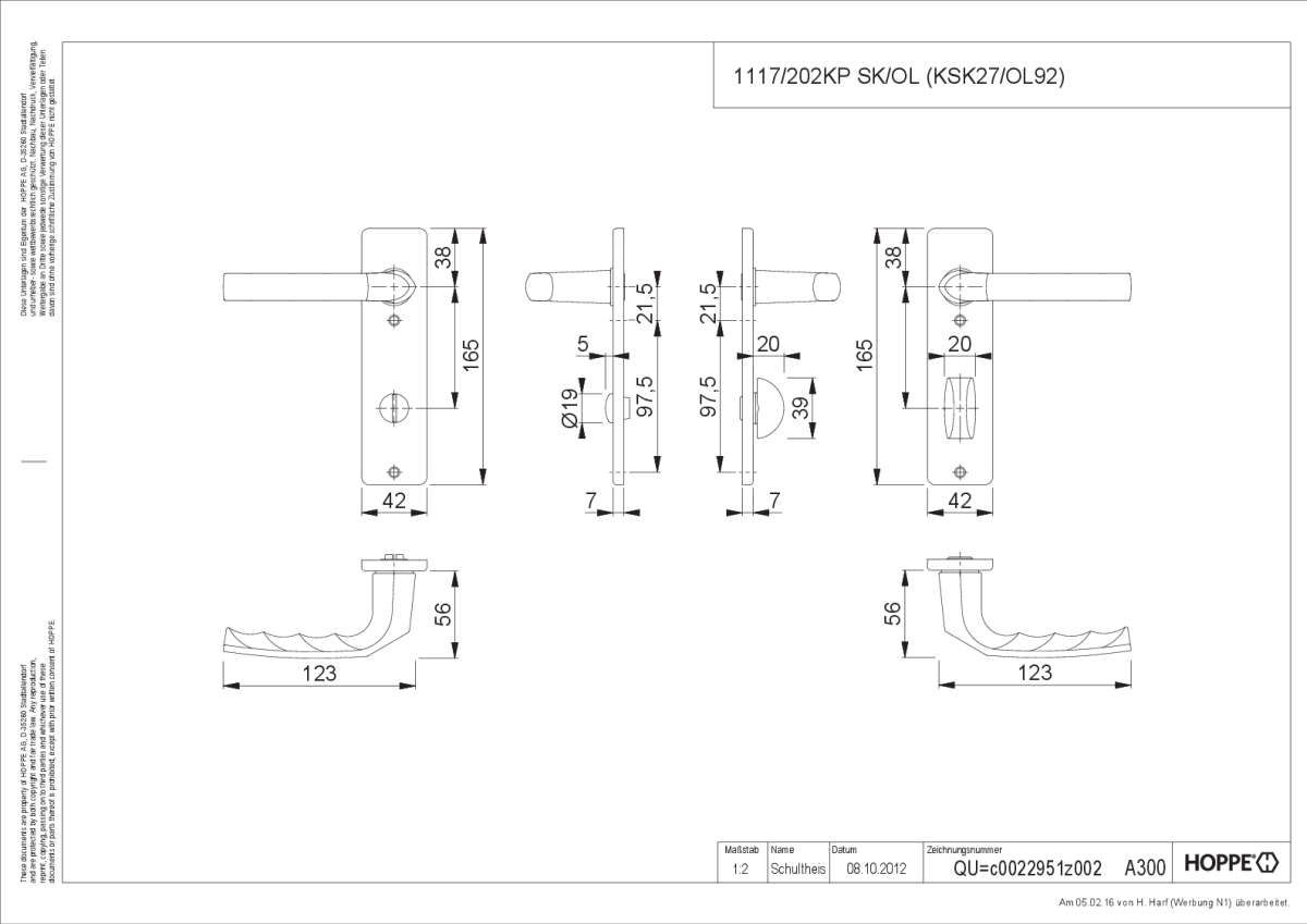 Hoppe/Drückergrt Birmingham1117/202Kp Hü Wc F1