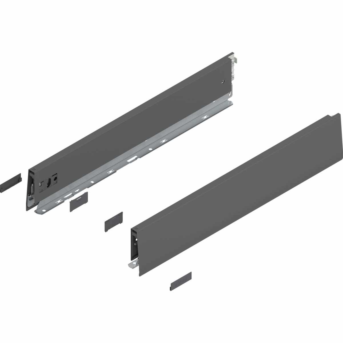 MERIVOBOX Zarge, Höhe M (91 mm), NL=500 mm, links/rechts, oriongrau matt