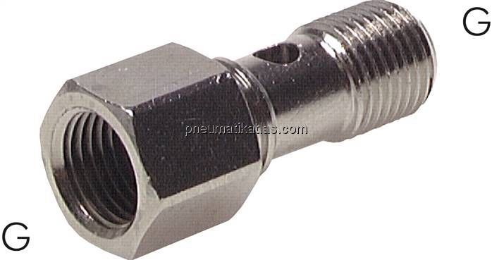 Hohlschraube, 1-fach Innengew. G 1/8"-24,0mm, Messing vernickelt
