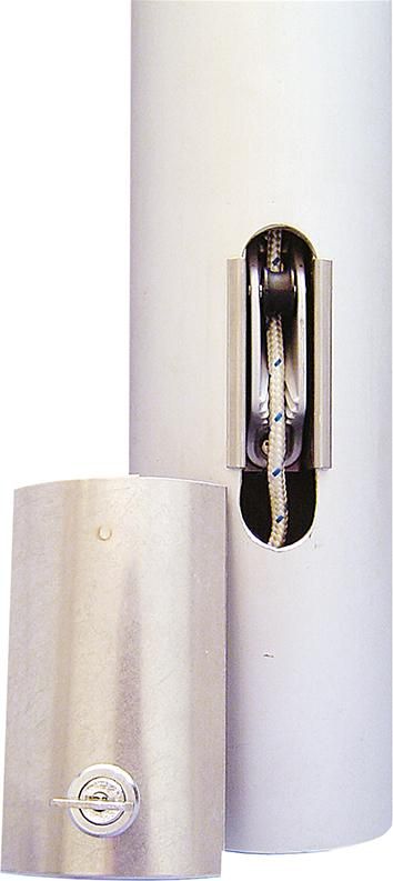 Aluminium-Fahnenmast zyl.m.Ausleger, 360G D75 mm HüB 7,5 m, H-DKA-X/1,2 m Kippgelenk