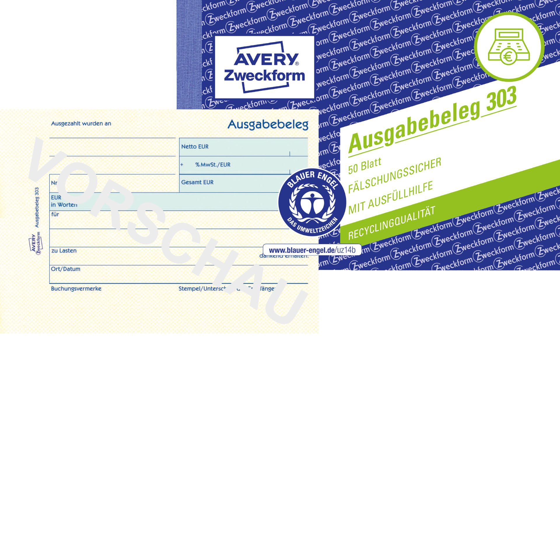 Ausgabebeleg DIN A6 quer 50Blatt gelb