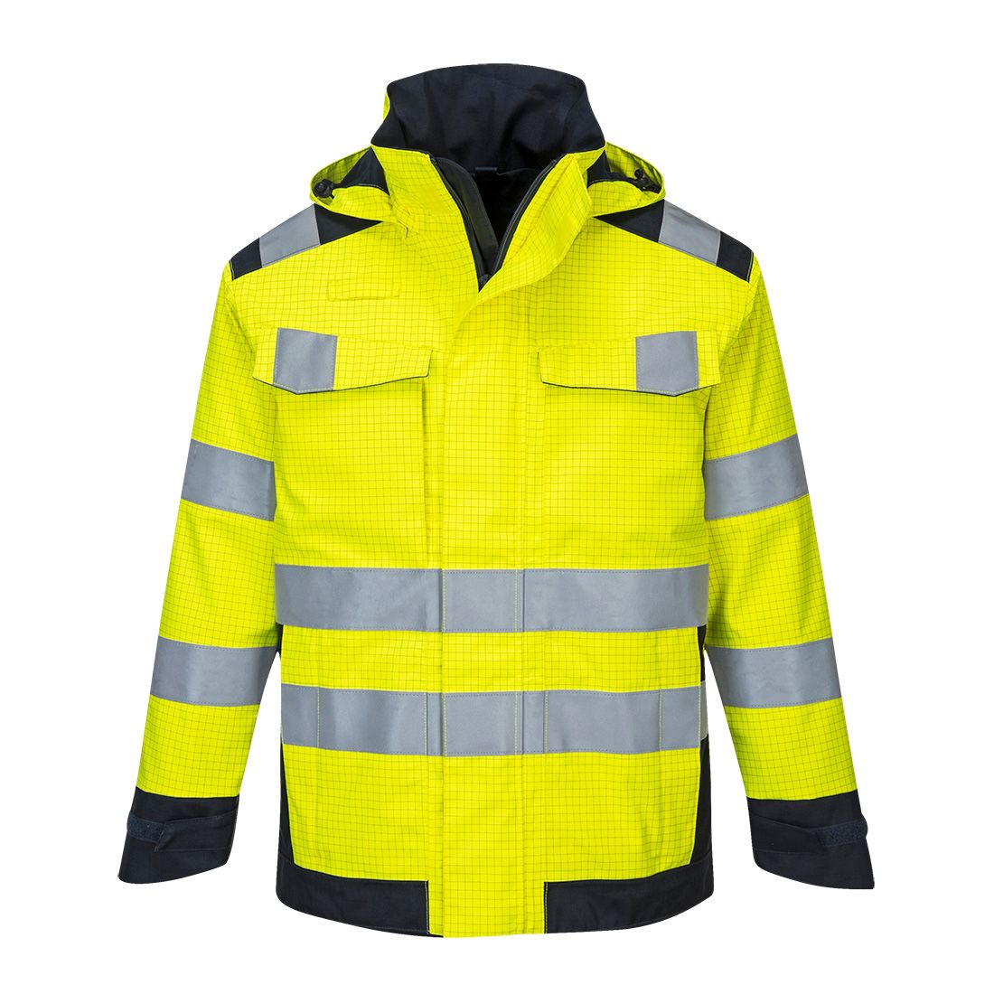 Portwest Modaflame Warnschutz-Regenjacke, Gelb, Gr. 2XL