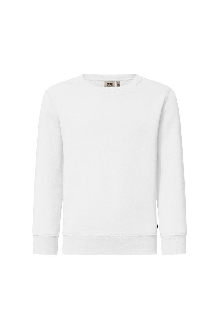 HAKRO Kinder Sweatshirt Bio-Baumwolle weiß, 110/116