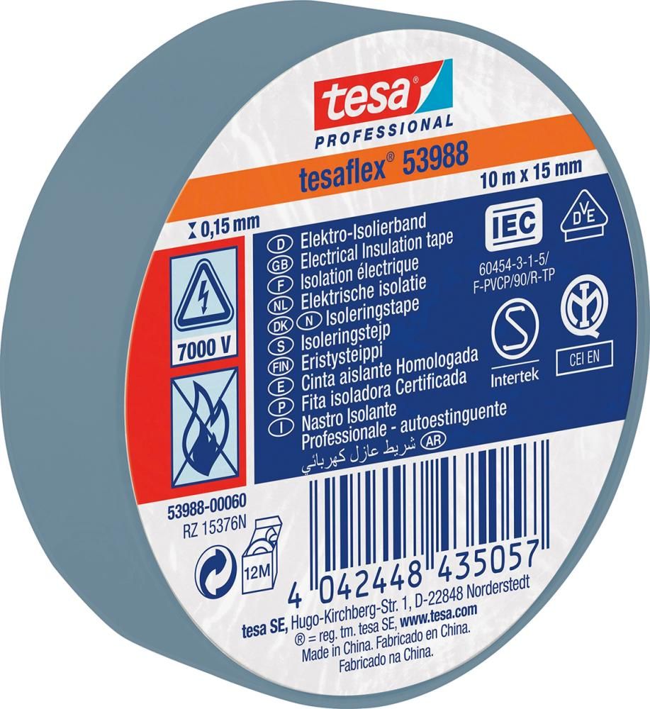 tesaflex 53988 20m x 19mm, hellgrau Isolierband