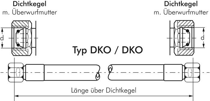 Hydraulikschlauch 2 SN, DKO / DKO 6 L (M 12 x 1,5), 300mm