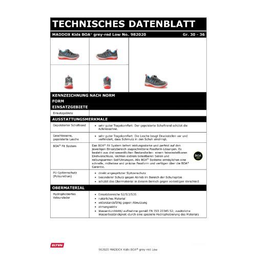 ELTEN MADDOX Kids BOA Sicherheitshalbschuh, Grau, Gr. 33