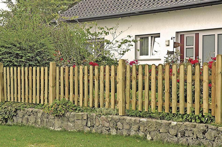 HEIKO-Gartenzaun Latten 20/90 mm, glatt, Riegel 25/70 mm kdi grün gerade 200 x 100 cm