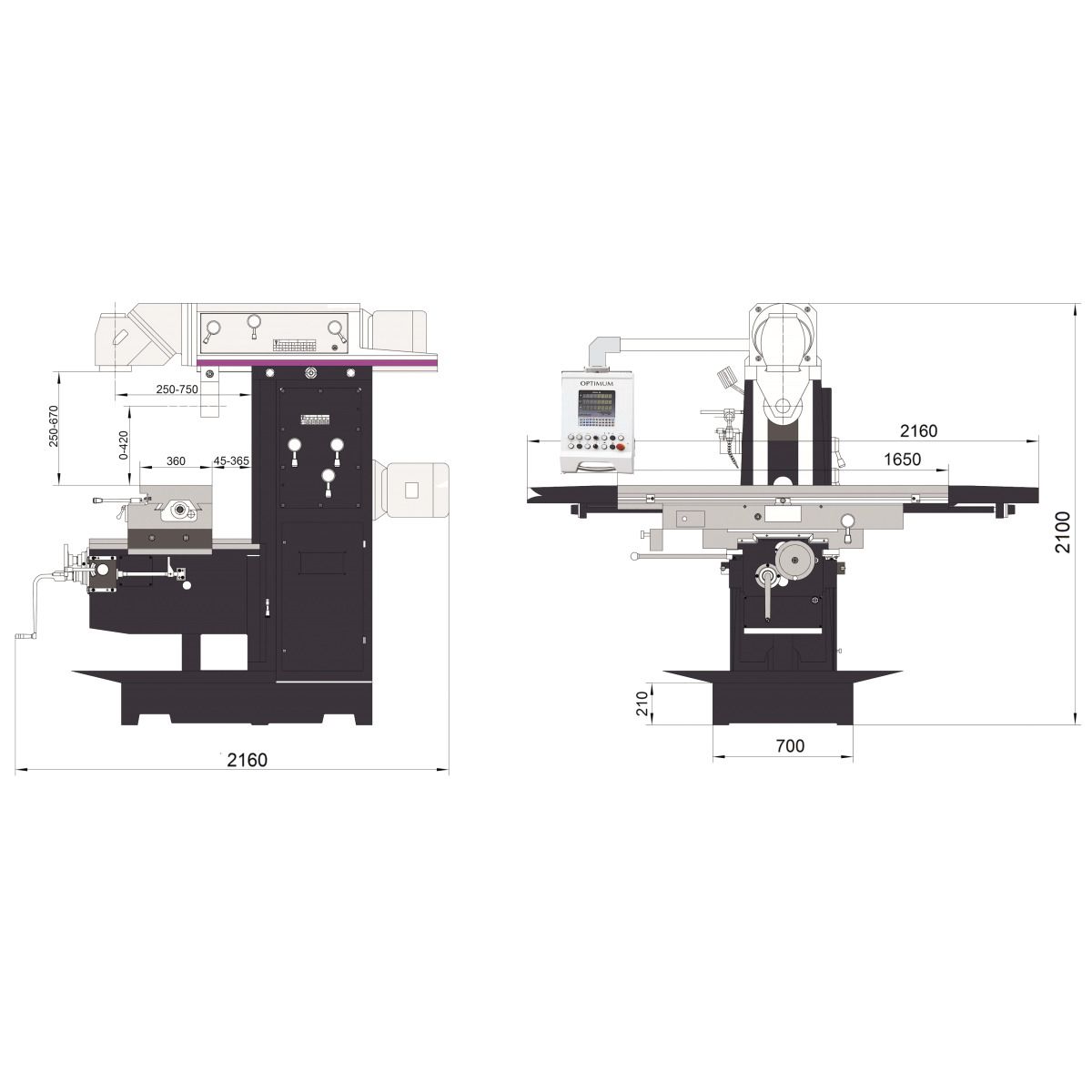 Fräsmaschine Optimum OPTImill MT 200