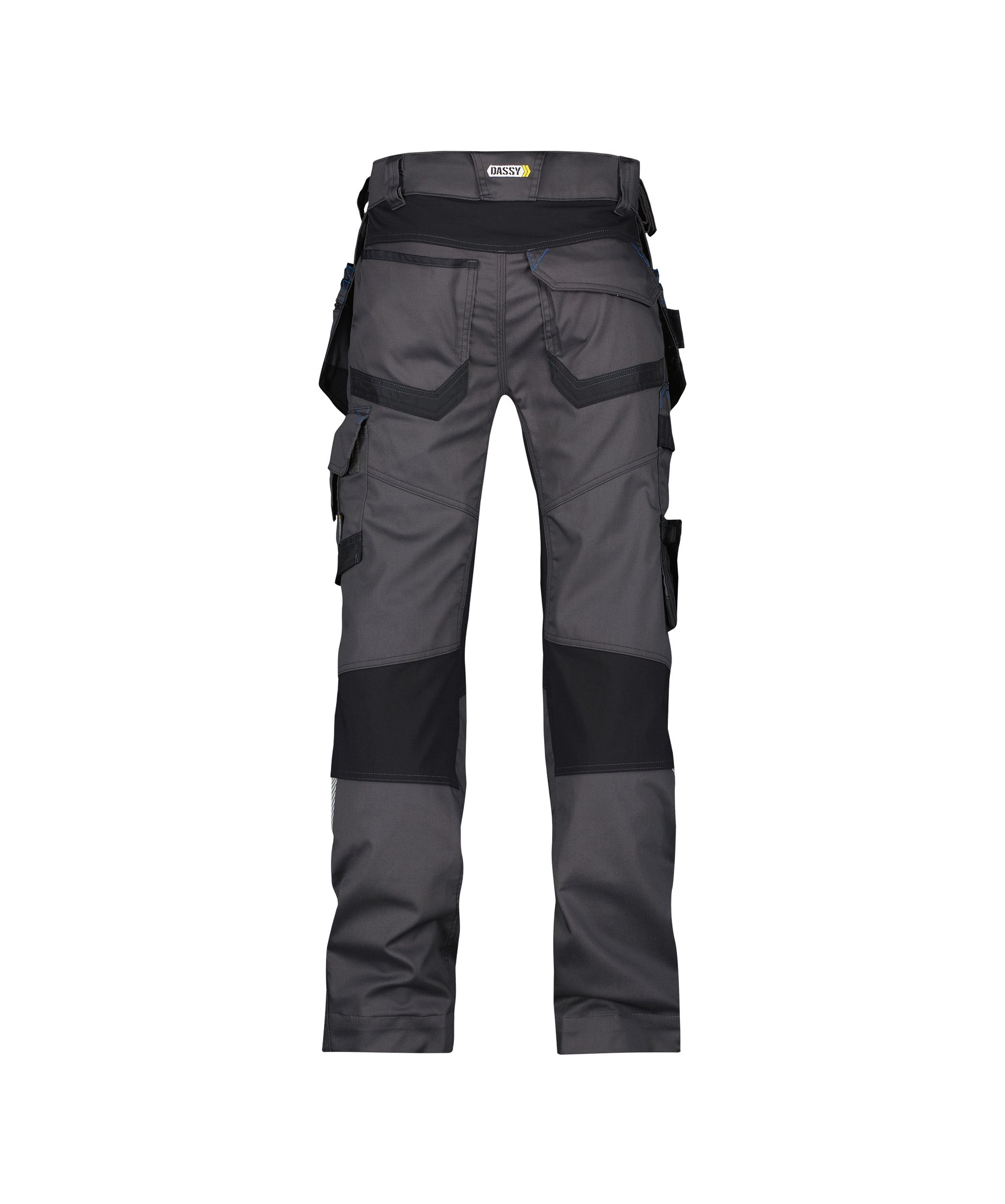 DASSY® FLUX - Stretch-Arbeitshose mit Holstertaschen und Kniepolstertaschen - anthrazitgrau/schwarz, Gr. 54 - lange Beinlänge