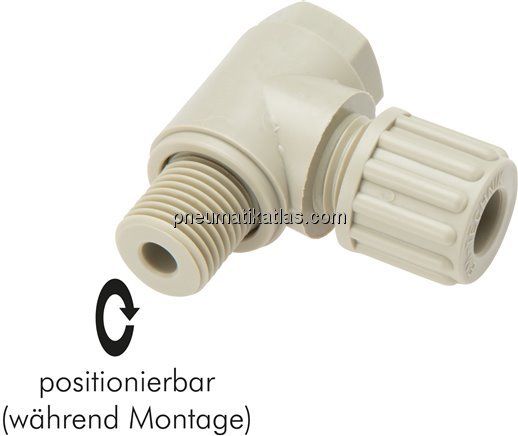 Winkel-Verschraubung G 1/8"-6x4mm, Polypropylen, Hohlschraube