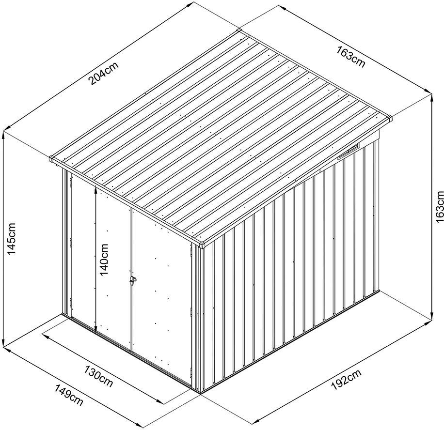 Fahrradgaragefür 3 Fahrräder164 x 204 x 145/163 cm