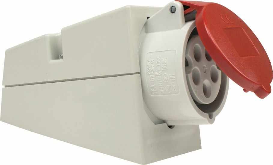 CEE-Wanddose 400V/32A Gehäuse aus Polyamid Klappdeckel 400V/32A/5-polig/6h, IP44