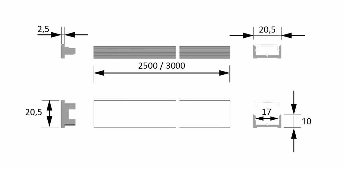 ChannelLine D Alu/Opal, L=2500