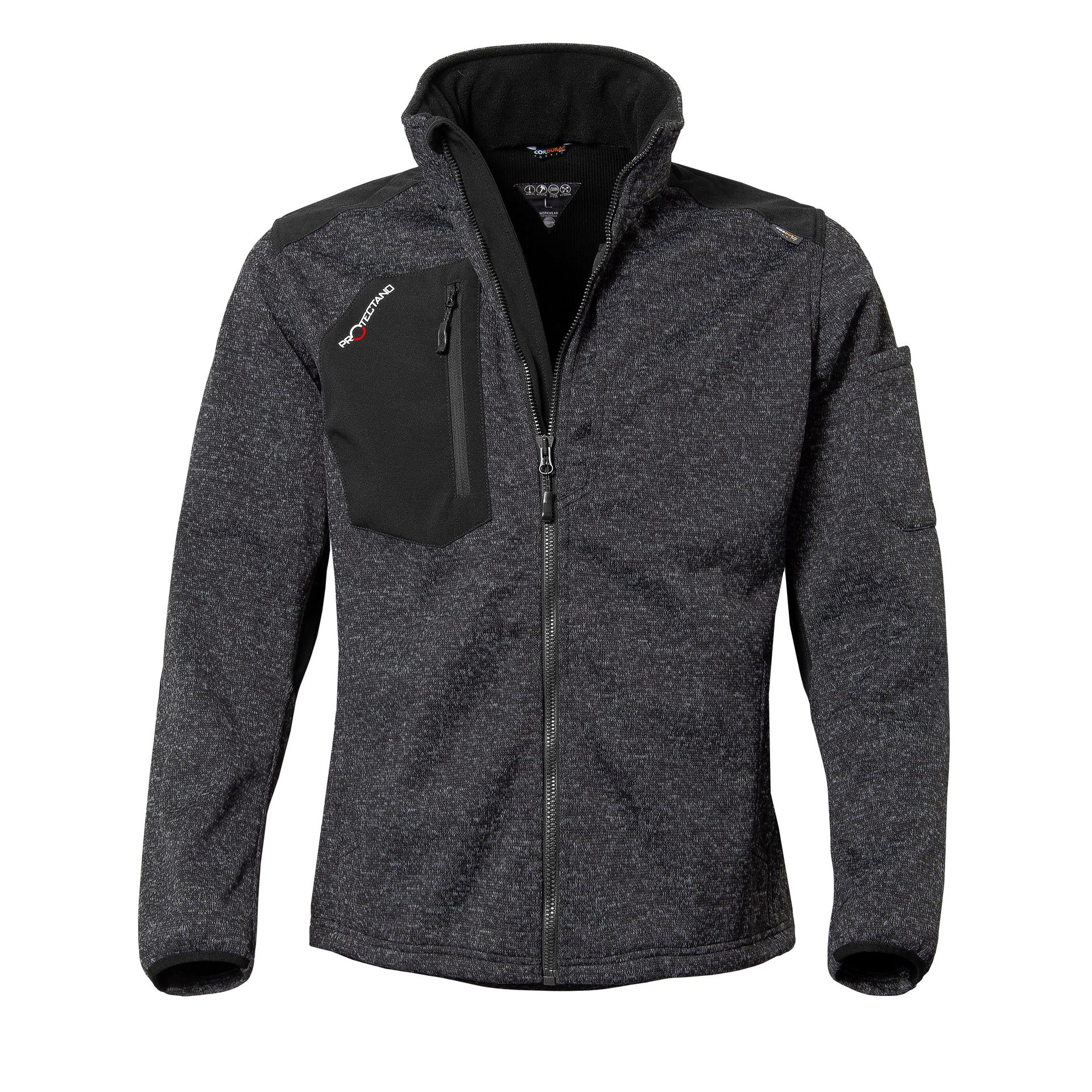 Qualitex Qualitex Strick-Fleecejacke protectano, schwarz/meliert Gr.S