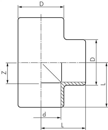 Klebemuffen-T-Stück, PVC-U, 16mm