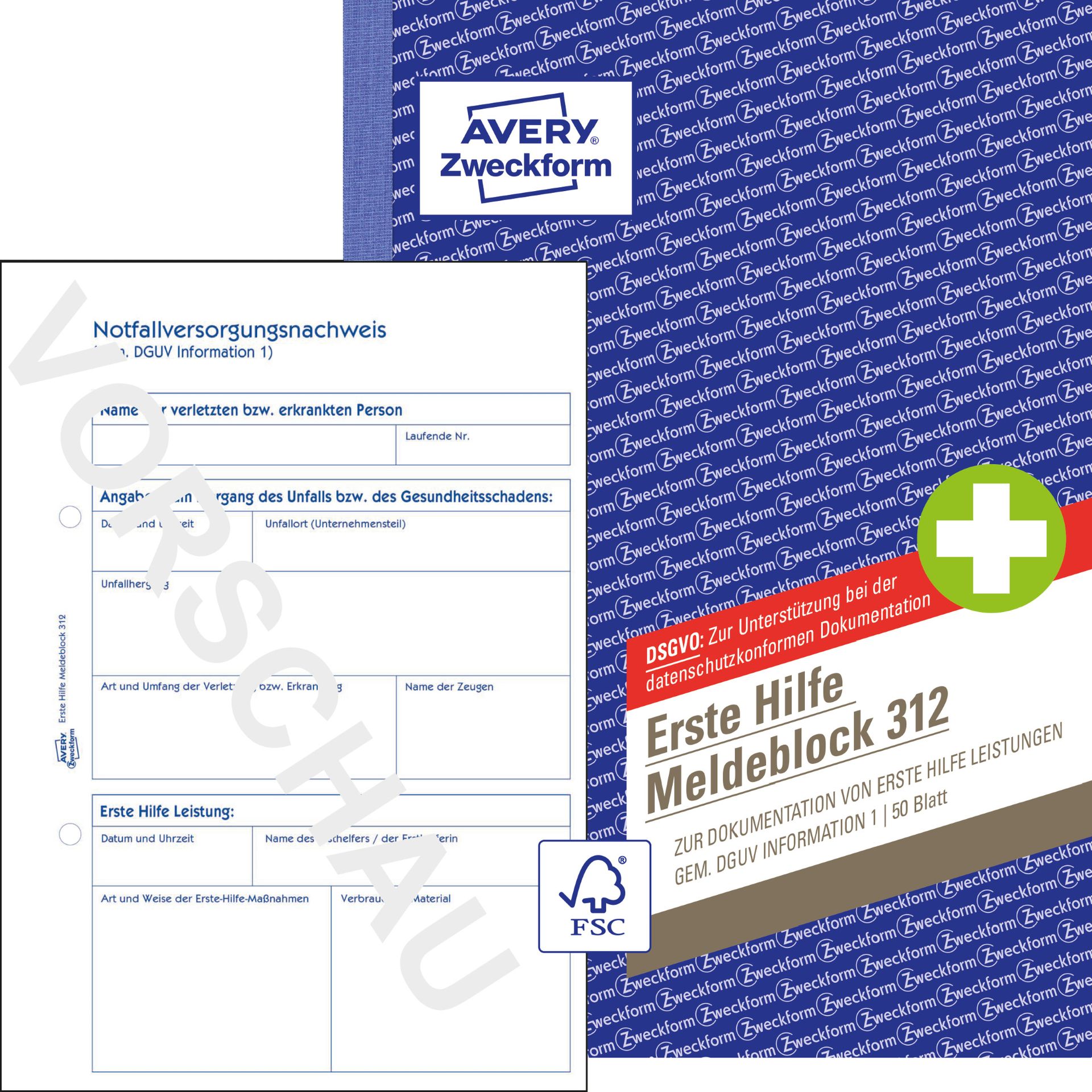 Meldeblock Erste Hilfe A5 50 Blatt