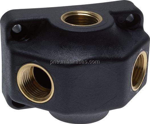 Wanddose (Luftweiche) G 1/2"-2 x G 1/2", Endverteilerdose ohne Durchgangsgewinde