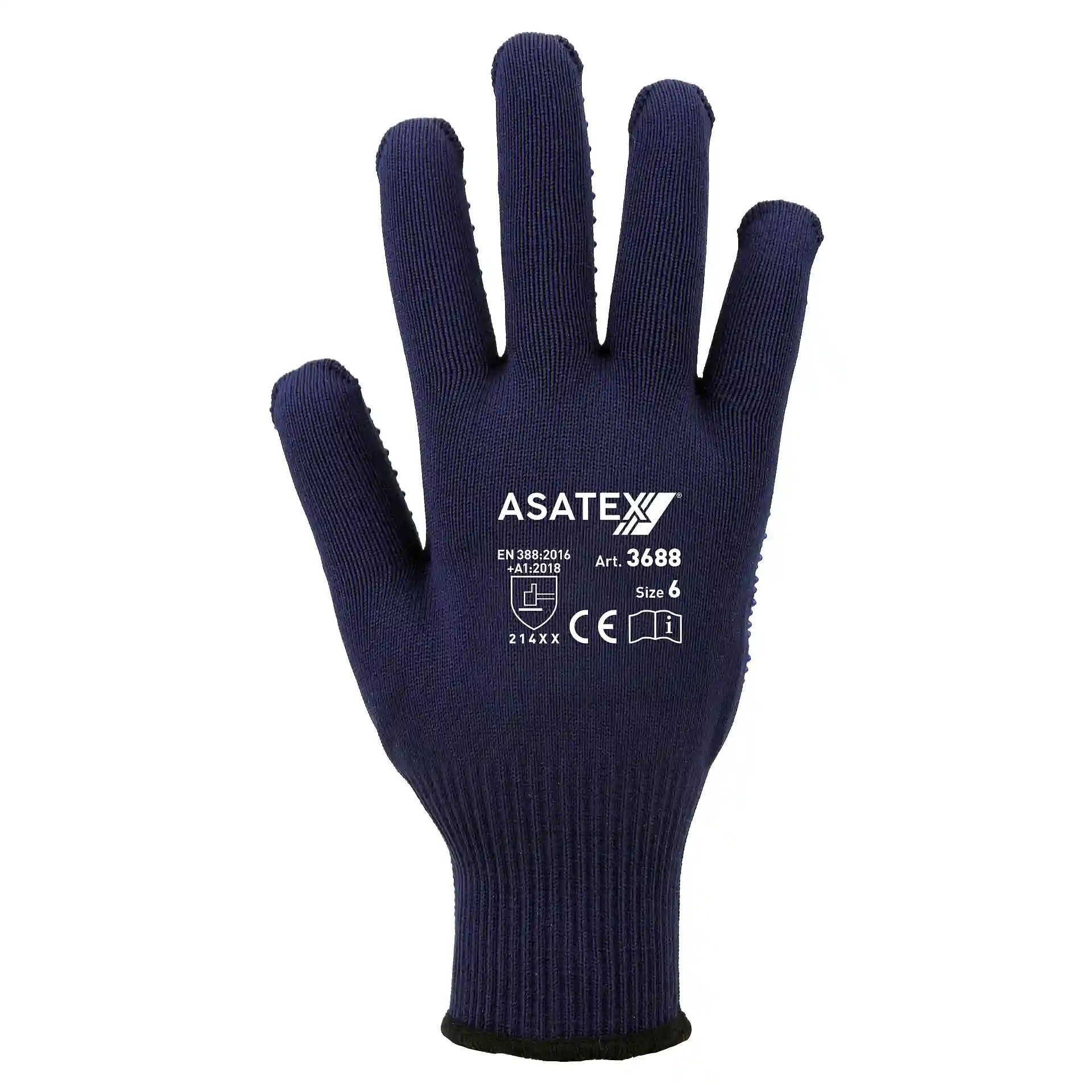 Feinstrick-Handschuh 3688 genoppt, blau, Gr. 6