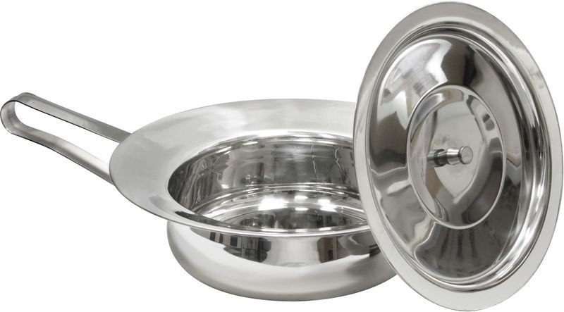 AMPRI-Hygiene, Edelstahl-Steckbecken, mit Deckel, 2 Liter Fassungsvermögen