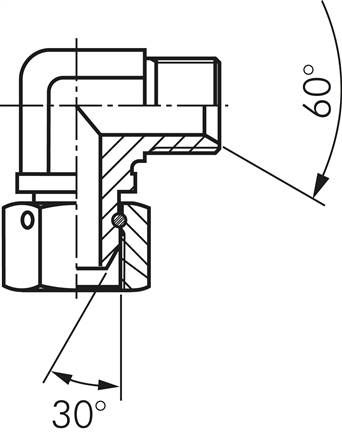 90°-Einschraubwinkel, 60°-Kegel, G 1/8", Stahl verzinkt