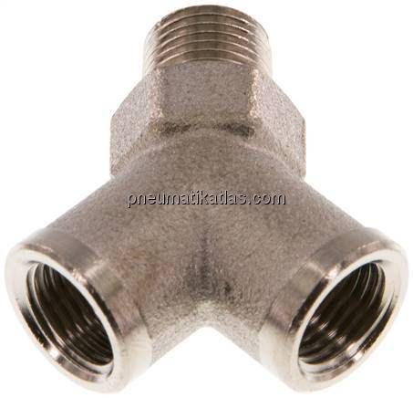 Y-Einschraubstück R 1/8" (AG)- 2 x G 1/8" (IG), Messing vernickelt