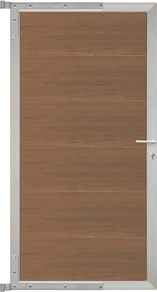 ELZE-Tor-Komplettset 90 x 173 cm, Füllung teakRahmen silber