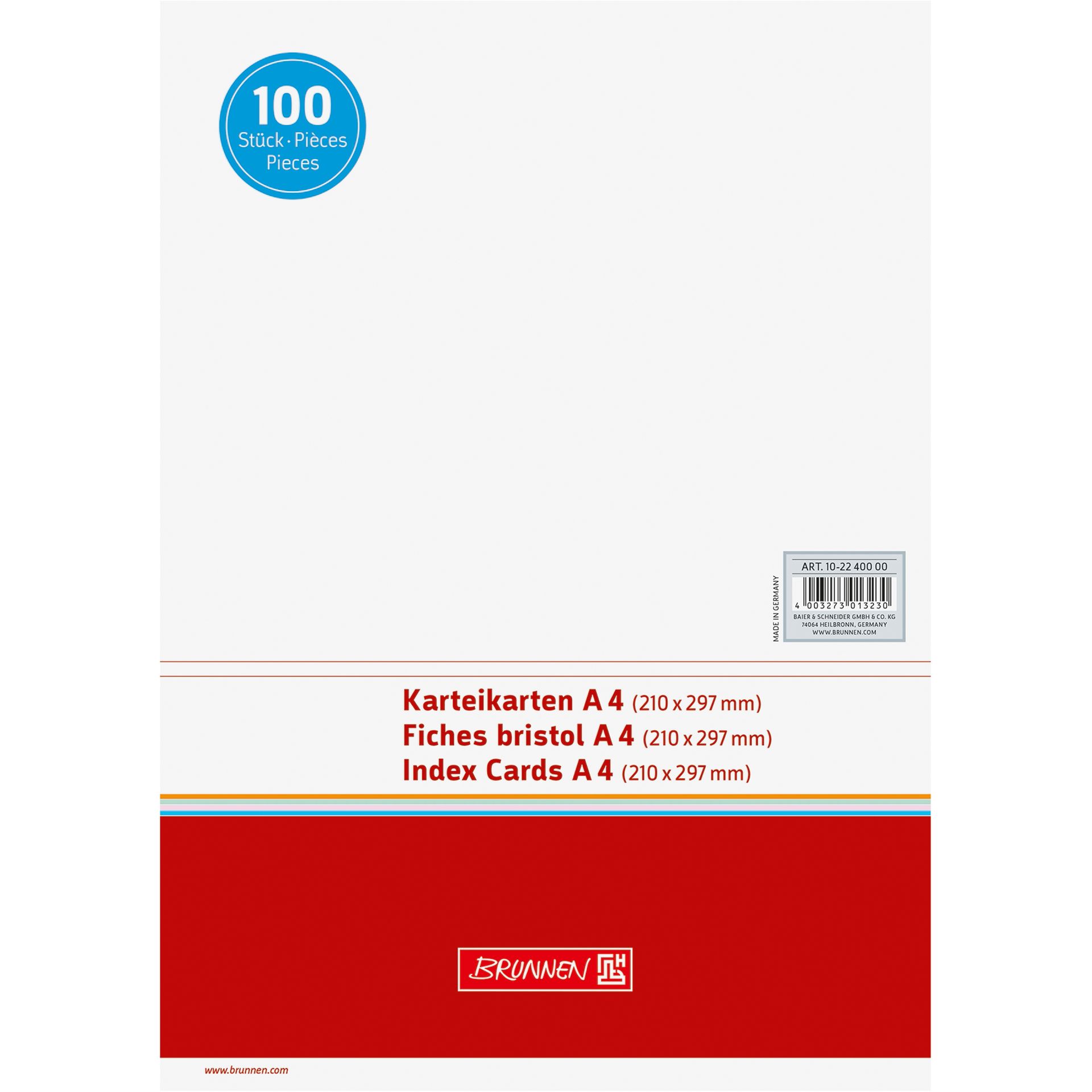 Karteikarte DIN A4 blanko ws 100 St./Pack.