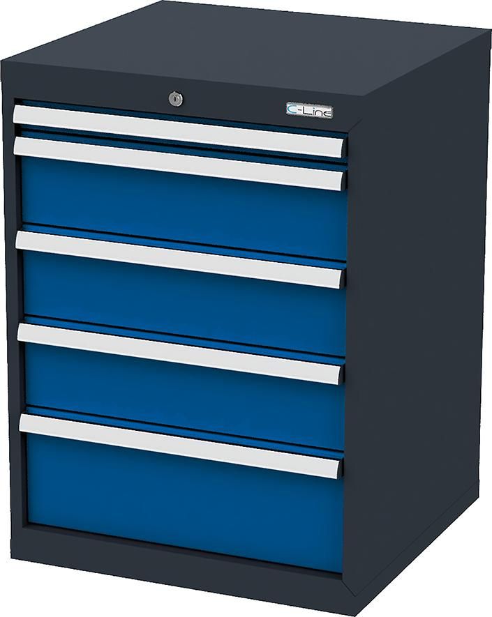 Schubladenschrank B600xT575xH820 mm RAL7016/5010 5 Schubladen