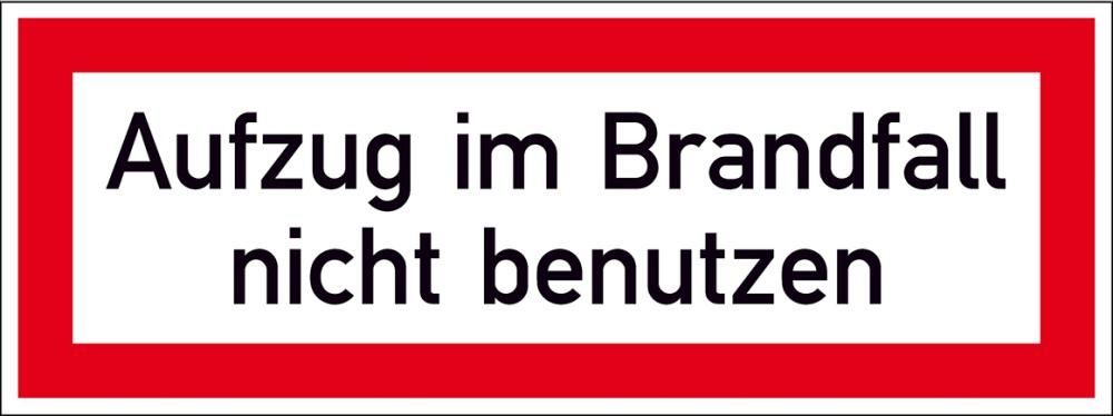 Brandschutzschild Folie B148xH52 mm Aufzug im Brandfall n.b. langnachleuchtend
