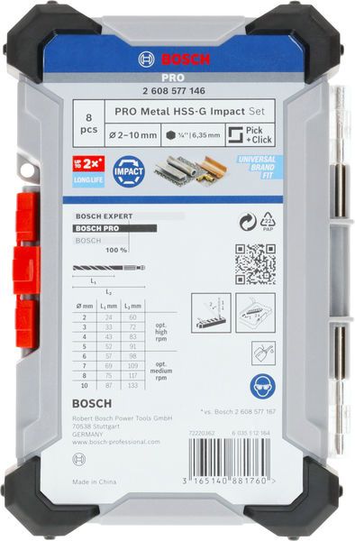 BOSCH HSS-G Impact Spiralbohrersatz, PRO Metall
