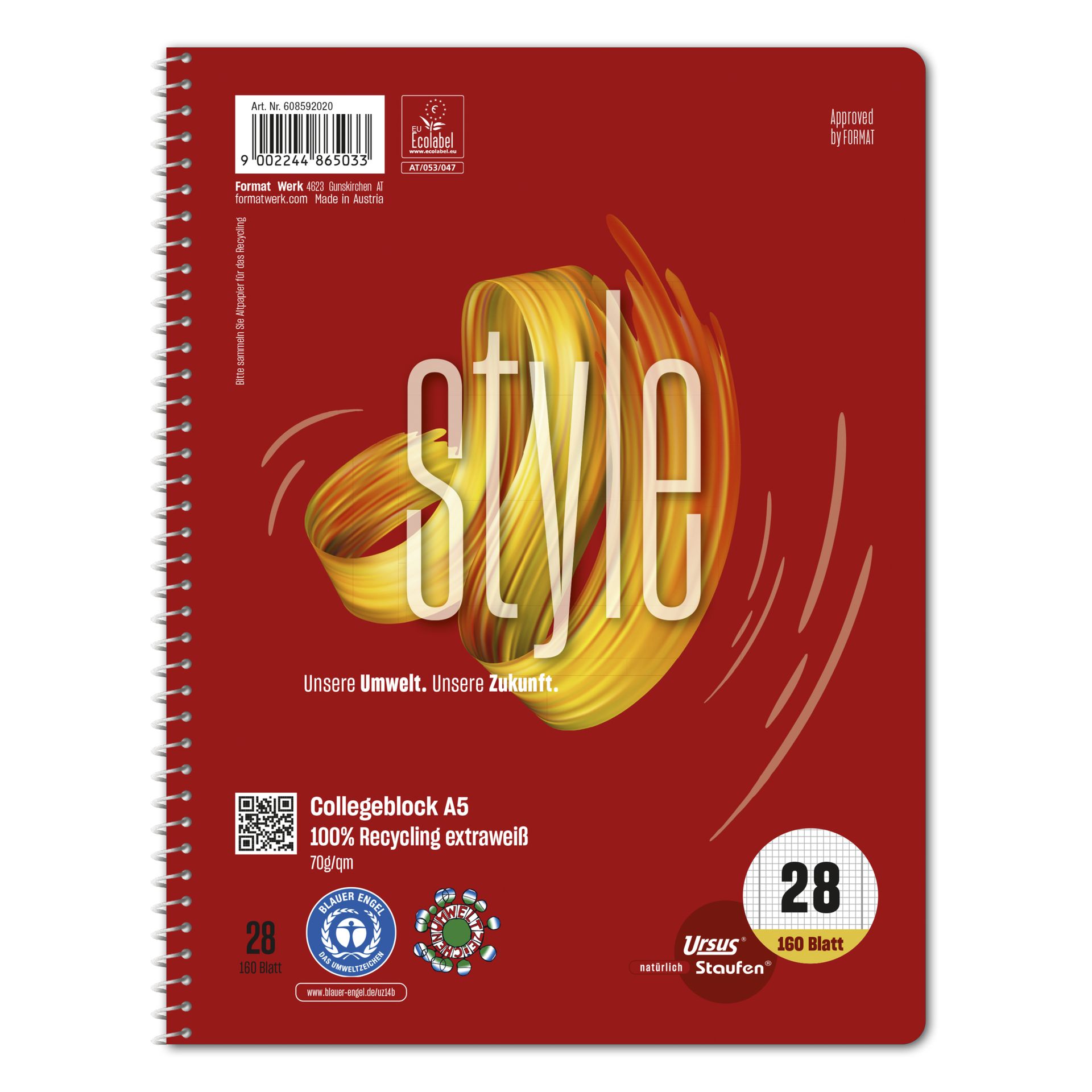 Collegeblock Style A5 70g Eurol. kar. 160Bl