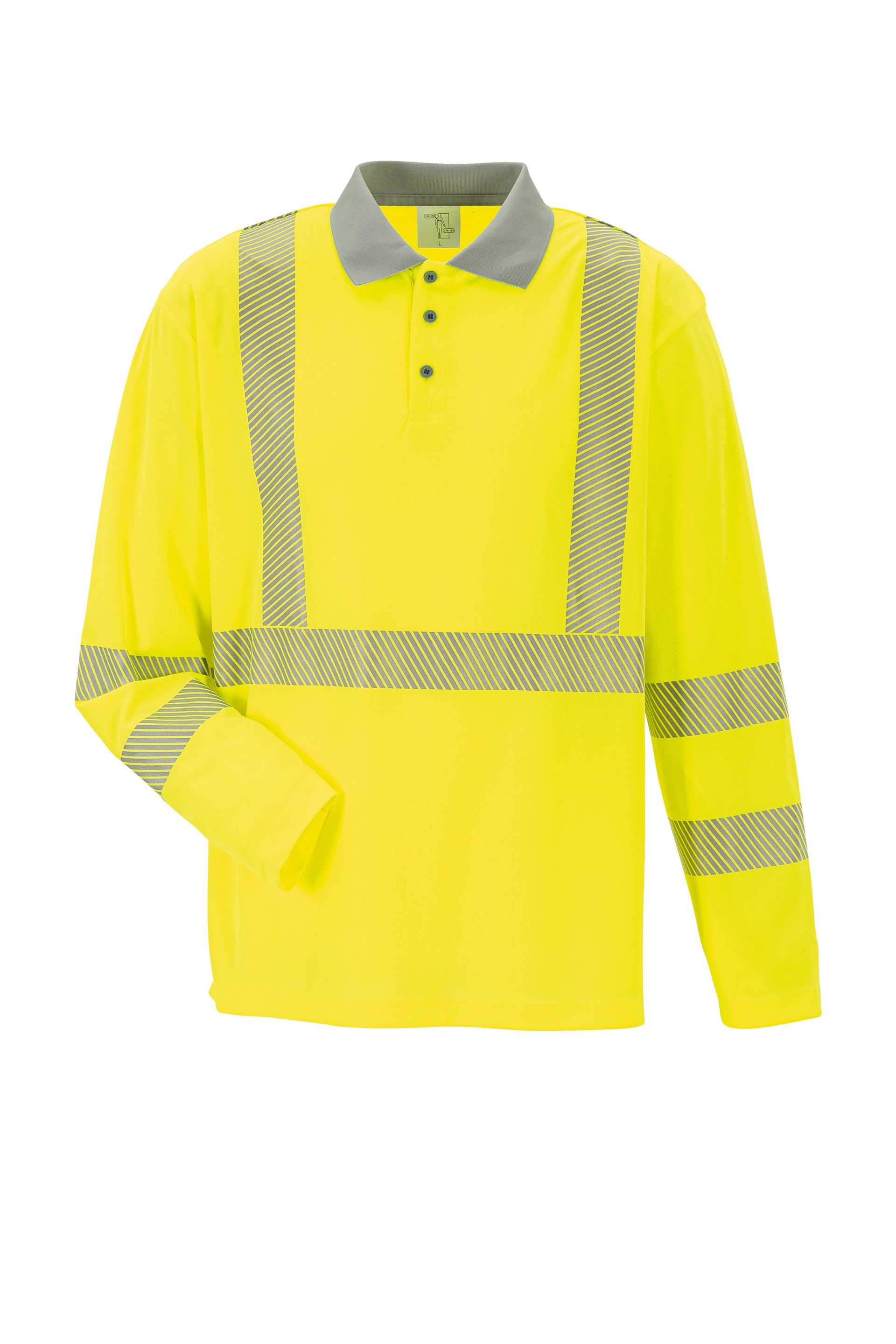 Planam Poloshirt langarm Norit Warnschutz gelb/zink Gr. XS