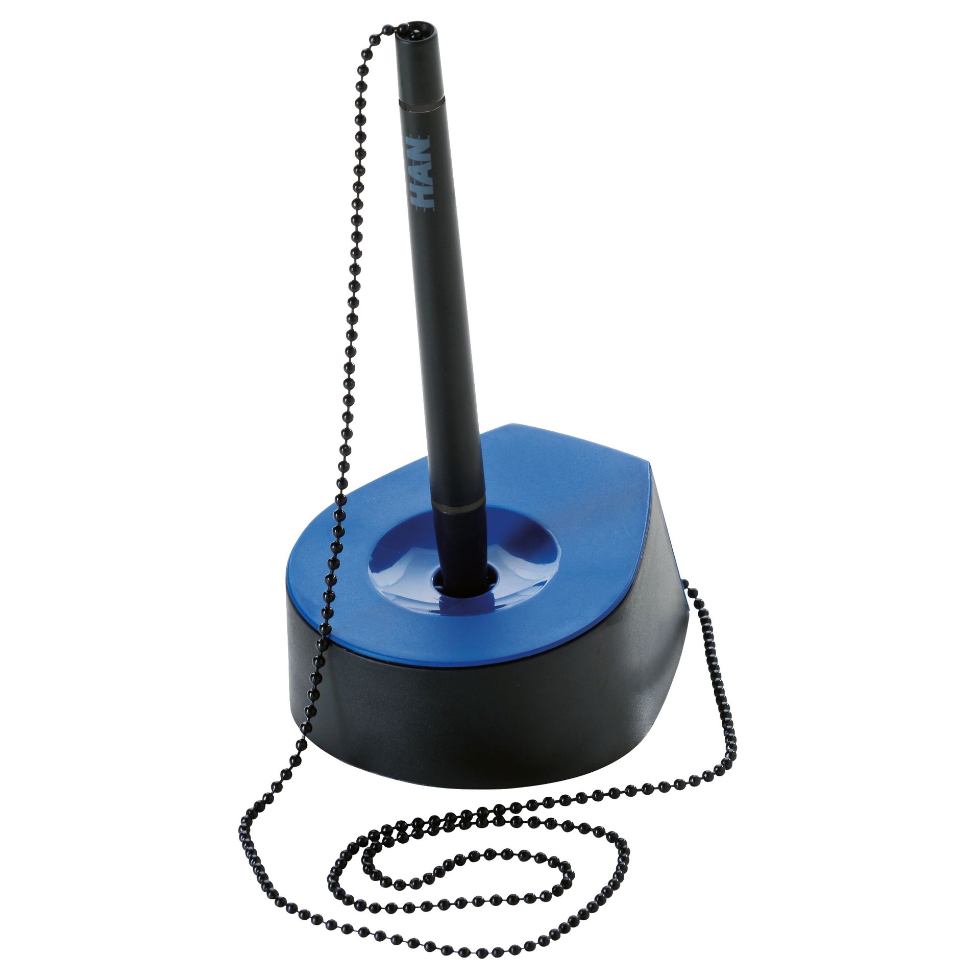 Kugelschreiberständer SALSA +Kette schwarz/blau