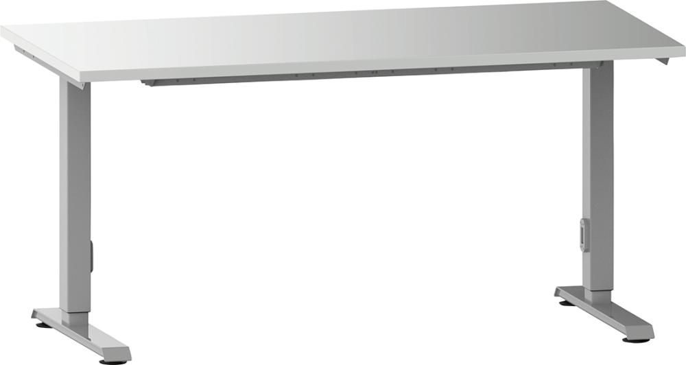 Arbeitstisch Solo Basic Modultiefe 675, elek. Melamin, RAL 9006-M B1530xT750xB738-1238mm