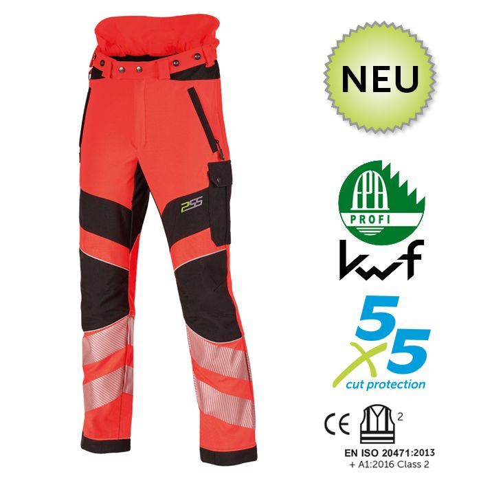 PSS X-treme Schnittschutzhose Breeze EN 20471 neonrot/schwarz - Gr. 50