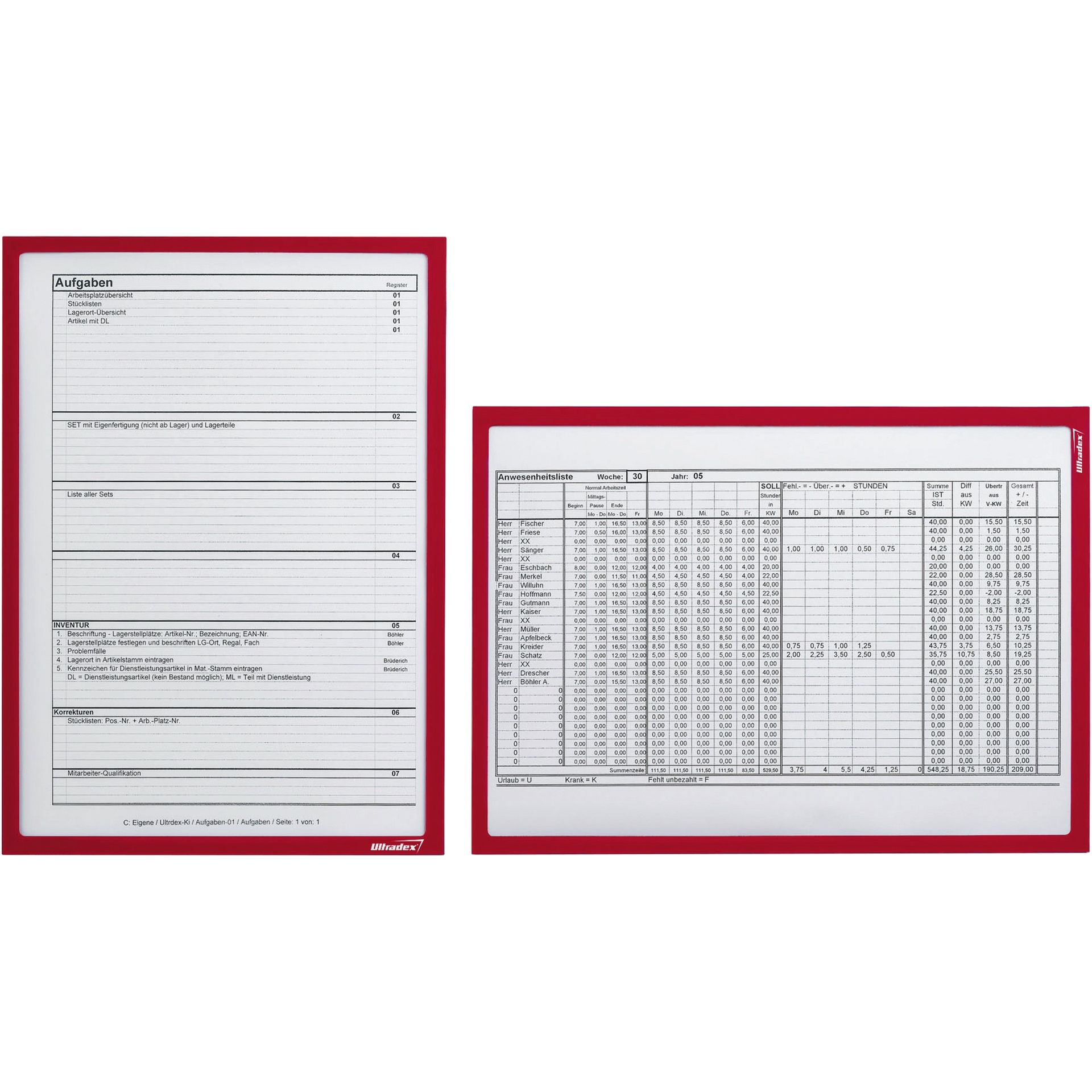 Infotasche DIN A4 magnetisch rot 5 St./Pack
