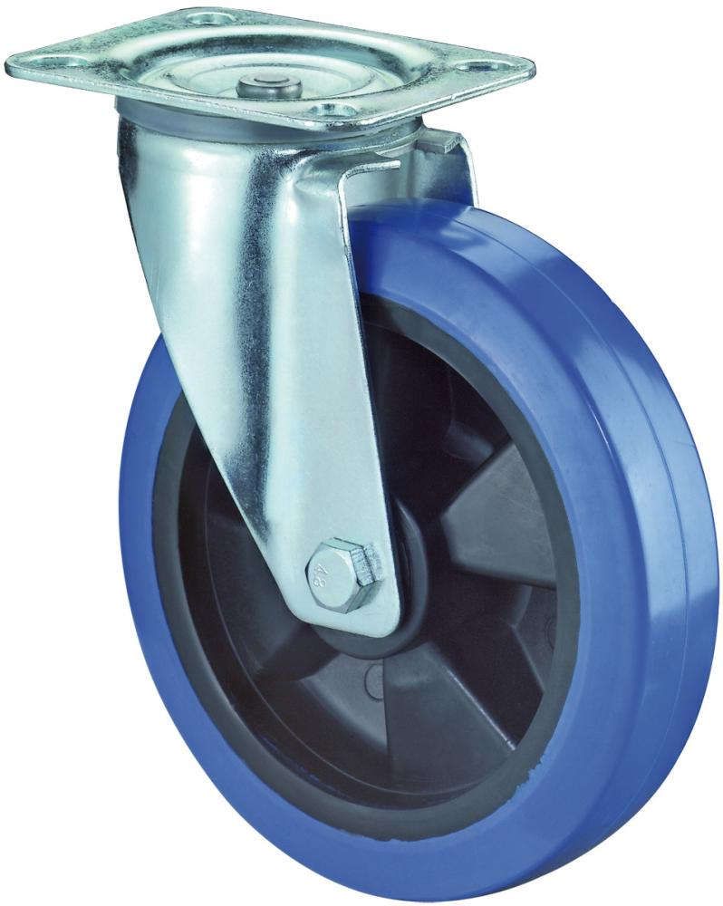 Lenkrolle 125mm LS400 Platte,Elastik blau,RL LS400.B61.125 BS ROLLEN