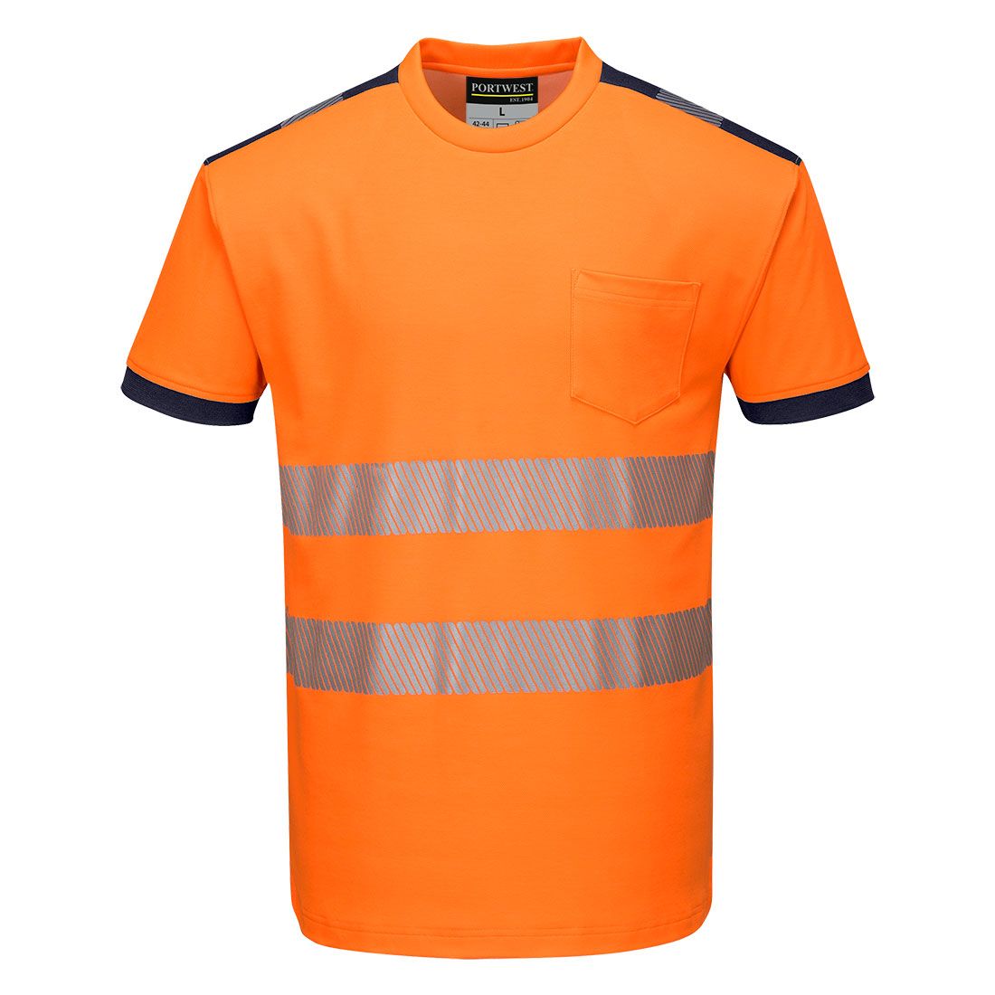 Portwest PW3 Warnschutz-T-Shirt, Orange/Blau, Gr. 5XL