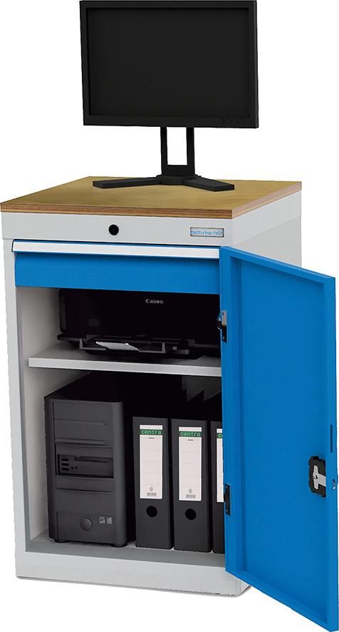 Computerschrank Office stationär 1 Tür 1 Schub. Tasturauszug, Buche MP B530xT500xH850mm