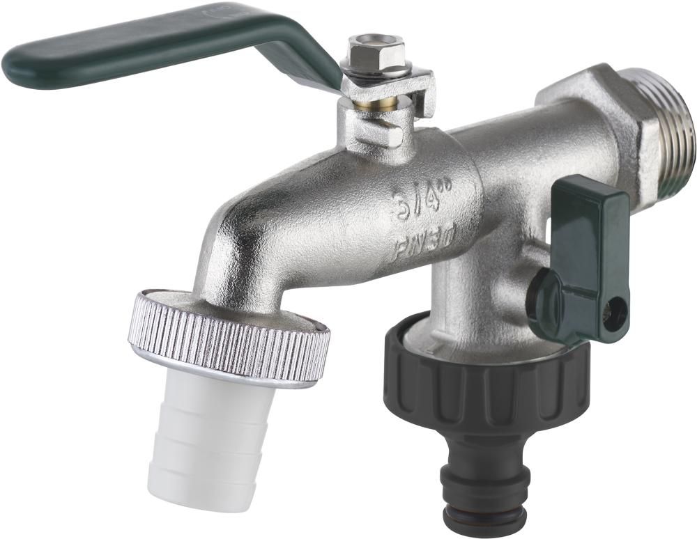 Doppel-Kugel-Auslaufhahn 1/2" m.Stecksystemanschl.