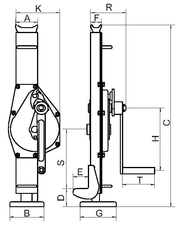 McBULL® Stahlwinde (feste Hubklaue), 3 t, Hubhöhe 355 mm