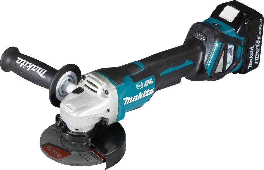 Akku-Winkelschleifer LXT DGA517RTJ Makita 2x18,0V 5,0 Ah Ladegerät DC18RC MAKPAC