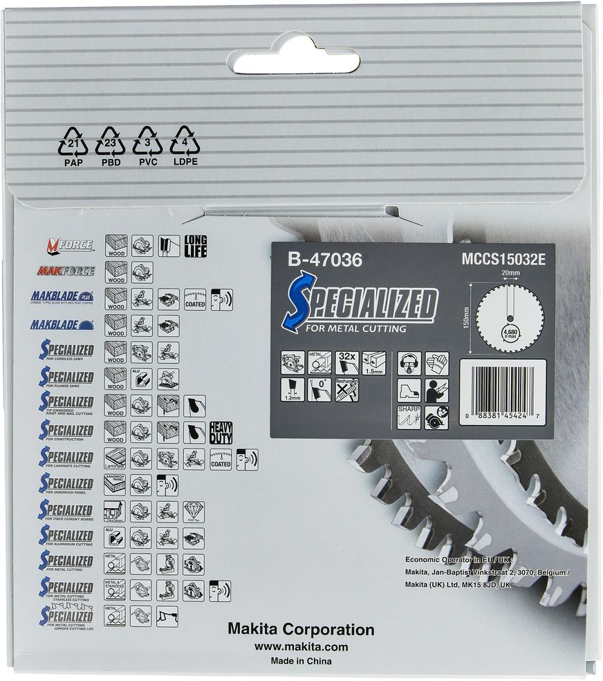 MAKITA HM-Kreissägeblatt, "Metall"