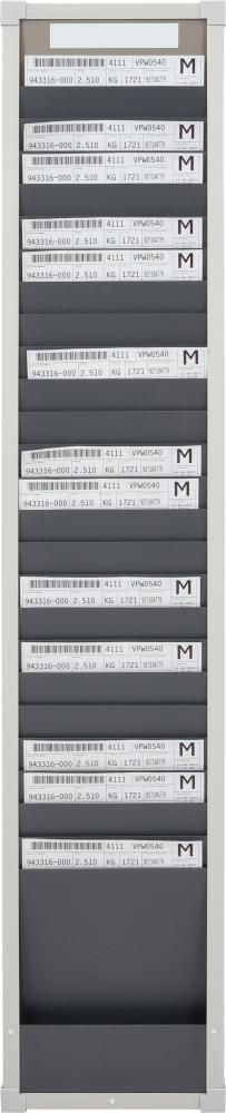 Karten-Sortiert. 25, Spalten 1 1350 x 260 x 75 mm grau