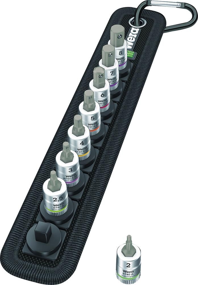 Schraubendrehereinsatz Satz mit Haltefunktion 3/8" Innensechskant 3-10mm 8-teilig Wera