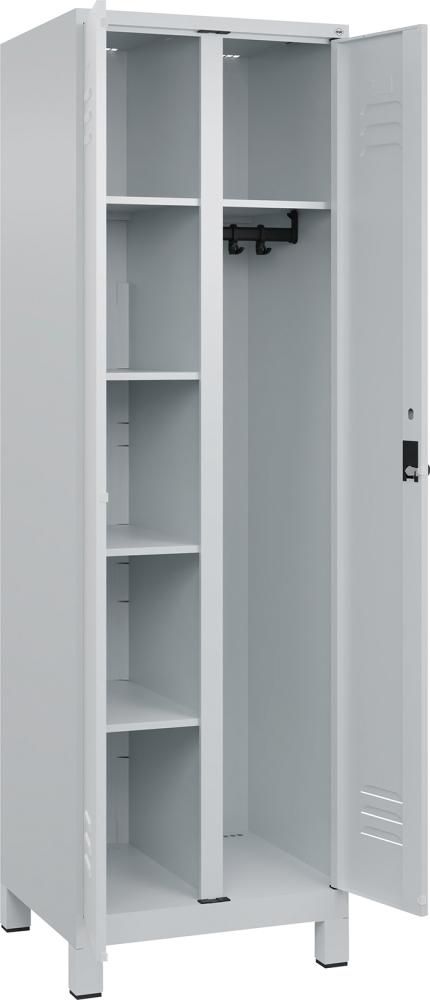 Wä.-Gard.-Schrank CLASSICB600xT500xH1950 mm RAL 7035/7035, 2 Abteile mit 100 mm hohen Füßen