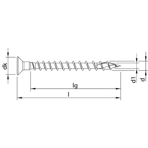 HECO-TOPIX-plus 4,5 x 60, Senkkopf mit Kopfbohrung, Pozi-Drive + Kopflochbohrung 2,4 mm, Variables Vollgewinde, verzinkt blau, A3K, 200 Stück, VARIANTA-Handwerkerverpackung
