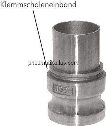 DIN/EN-Kamlock-Stecker (E/EC) 19 (3/4")mm Schlauch, Edelstahl (1.4408)