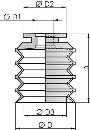 Balgsauger, 4,5-fach, P-Serie, 20x16mm, CR (50A, schwarz)
